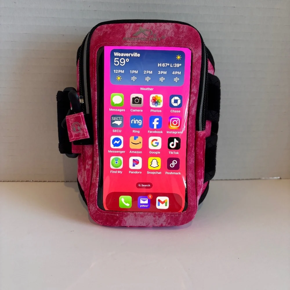 Armpocket X Cell Phone Armband Pink w/ Black Strap